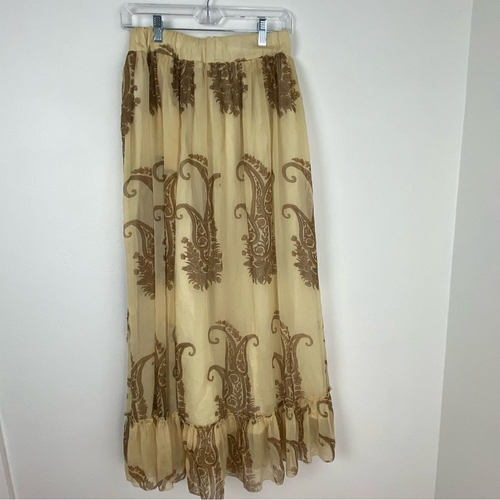 EARTHBOUND Cream and Brown Maxi Skirt